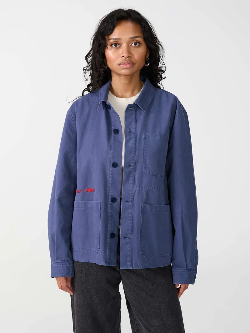 Yahmo Yahmo unisex vegan Jacke Workwear Bestickte Otti Blau, Dunkelblau, – Produktbild 1 von 2
