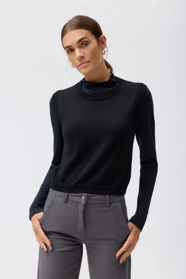 People Wear Organic People Wear Organic Pullunder aus Merino, schwarz uni GOTS zertifiziert, Schwarz, – Produktbild 2 von 4