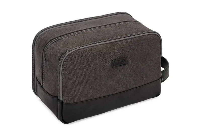 LuxusKollektion Kulturbeutel Kulturtasche Herren Reise Canvas wasserabweisend vegan Dunkelgrau – Produktbild 1 von 5