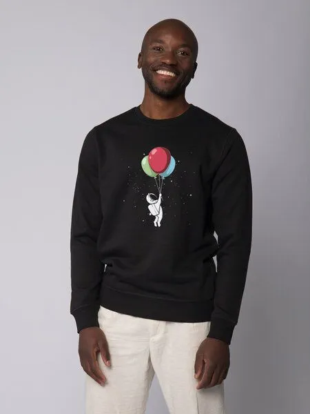 watapparel watapparel Sweatshirt Unisex Little Balloon Astronaut, Black, – Produktbild 2 von 3