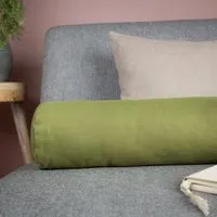 nahtur-design nahtur-design Nackenrolle mit Bezug aus 100% Leinen und Füllung mit Merinowolle oder Dinkelspelz, Grün, – Produktbild 2 von 4