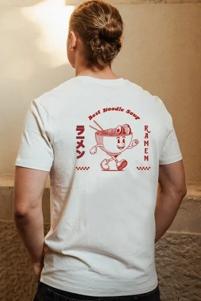 Kultgut Kultgut Artdesign - Shirt aus recycelter Biobaumwolle /Ramen, Natur, – Produktbild 2 von 4