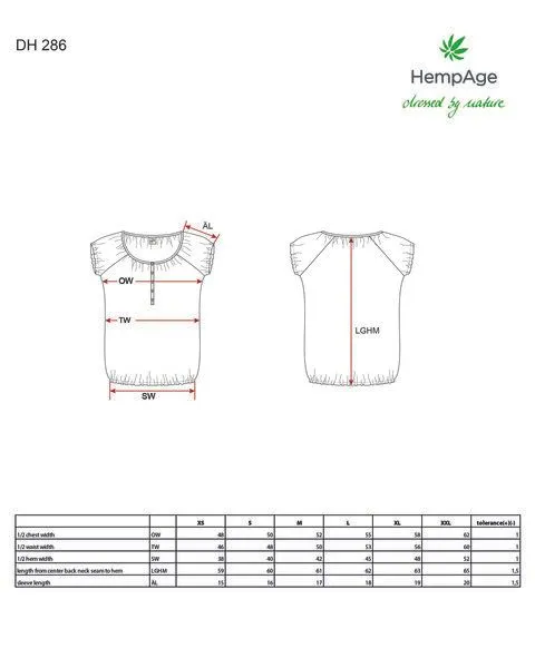 HempAge HempAge Damen Blusenshirt Hanf/Biobaumwolle, Chilli (rot), – Produktbild 3 von 3