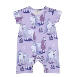 Walkiddy Baby Kurzarm-Strampler GOTS zertifiziert – Lila mit Einhornmotiv, weich & bequem | von Walkiddy – Produktbild 1 von 1
