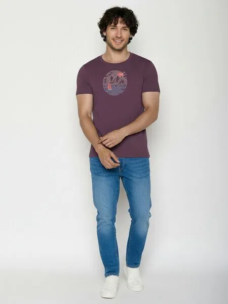 GreenBomb GREENBOMB Sail Circle Guide - Sportliches T-Shirt aus Bio-Baumwolle / hochwertiger Print / GOTS / Fair & Vegan, Lila (berry bark), – Produktbild 3 von 4
