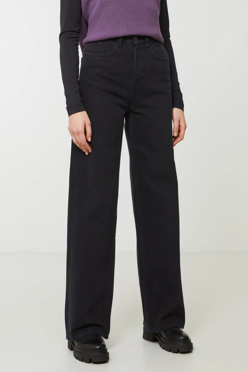 recolution Recolution Damen vegan Jeans Commelina Washed Schwarz, Schwarz, – Produktbild 2 von 2