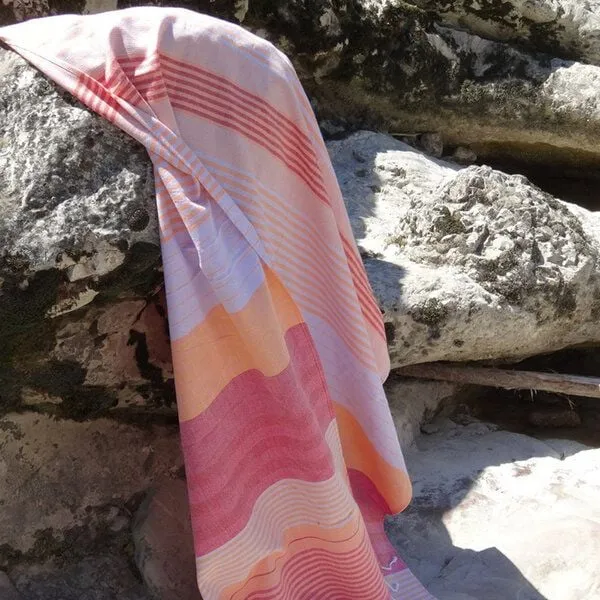 Karawan authentic Karawan authentic Fouta SUD (Peshtamal) aus Bio-Baumwolle, 100 x 200cm, Azalee, – Produktbild 1 von 4