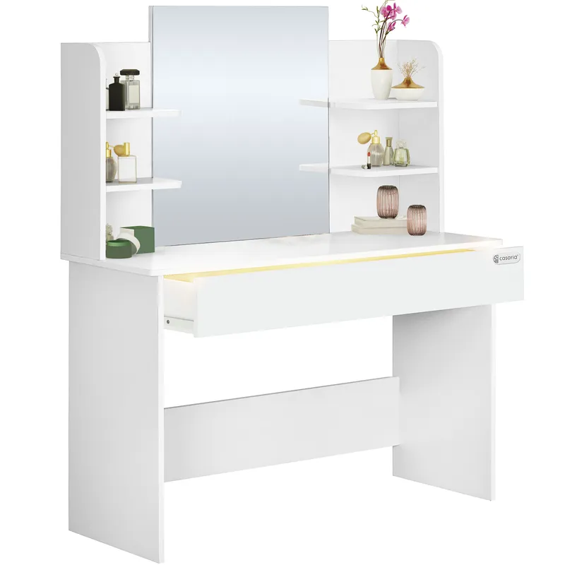 Casaria® Schminktisch Lucia Weiß 140x110x40cm, Weiß, – Produktbild 1 von 3