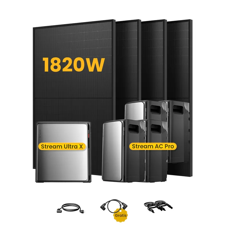 EcoFlow EcoFlow Stream Ultra X, All-in-One Speicher für Balkonkraftwerke, mit 4 x 455 Bifaziale Solarmodule, by Powerness - Stream Ultra X + 4 x Stream AC Pro | 11520Wh / ohne Zubehör / Selbstabholung – Produktbild 1 von 1
