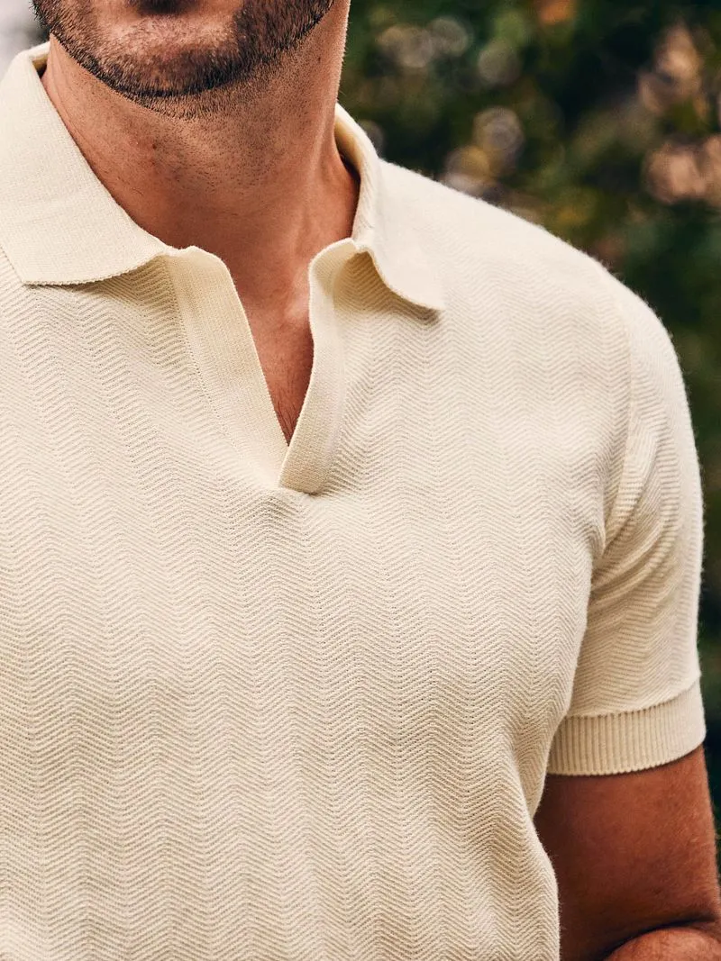 Suitable Suitable Knitted Poloshirt Riva Harring Ecru - Größe XXL, Wollweiß, – Produktbild 1 von 5