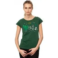 FellHerz FellHerz Damen T-Shirt Camping Girl bio & fair & vegan, Grün, – Produktbild 1 von 2