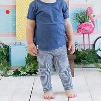 OrganicEra Baby-Leggings gestreift 'OrganicEra' aus Bio-Baumwolle, Indigo melange (blau), – Produktbild 1 von 1