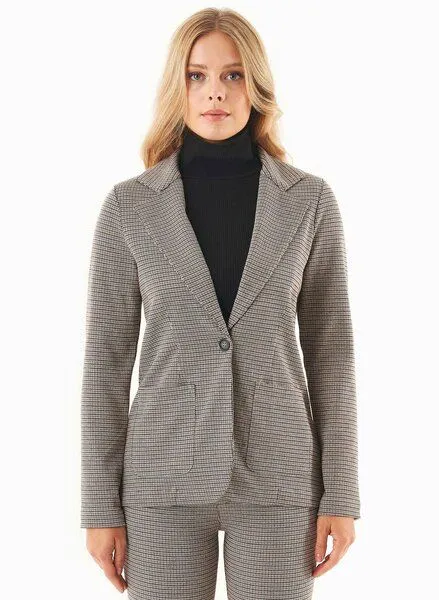 ORGANICATION ORGANICATION Blazer aus Bio-Baumwolle-Mix mit Hahnentrittmuster, Natur(multi colour), – Produktbild 2 von 4