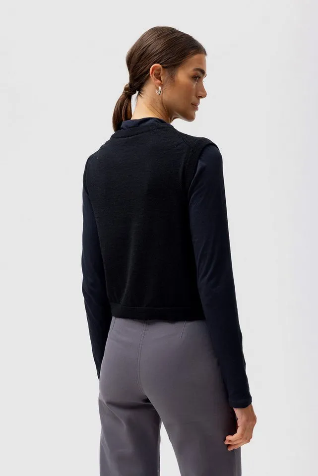 People Wear Organic People Wear Organic Pullunder aus Merino, schwarz uni GOTS zertifiziert, Schwarz, – Produktbild 3 von 4