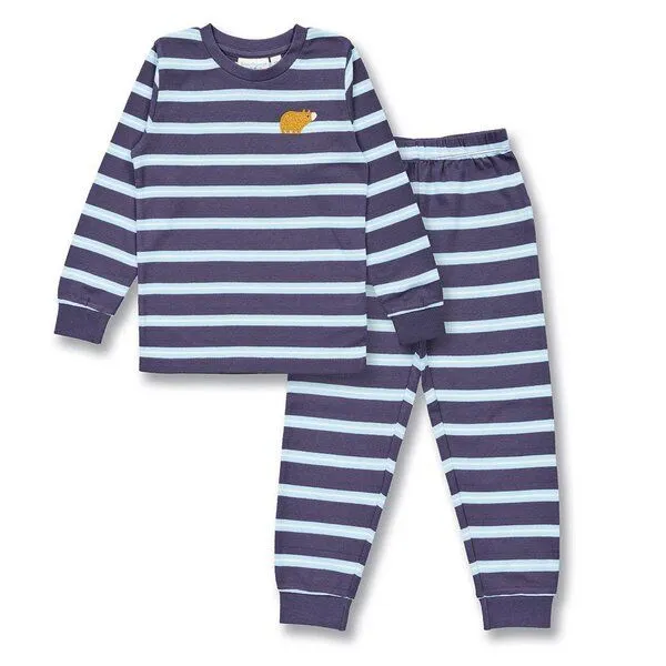 Sense Organics Sense Organics Kinder Schlafanzug, Modell LONG JOHN, Mehrfarbige ringel mit bär, – Produktbild 1 von 4