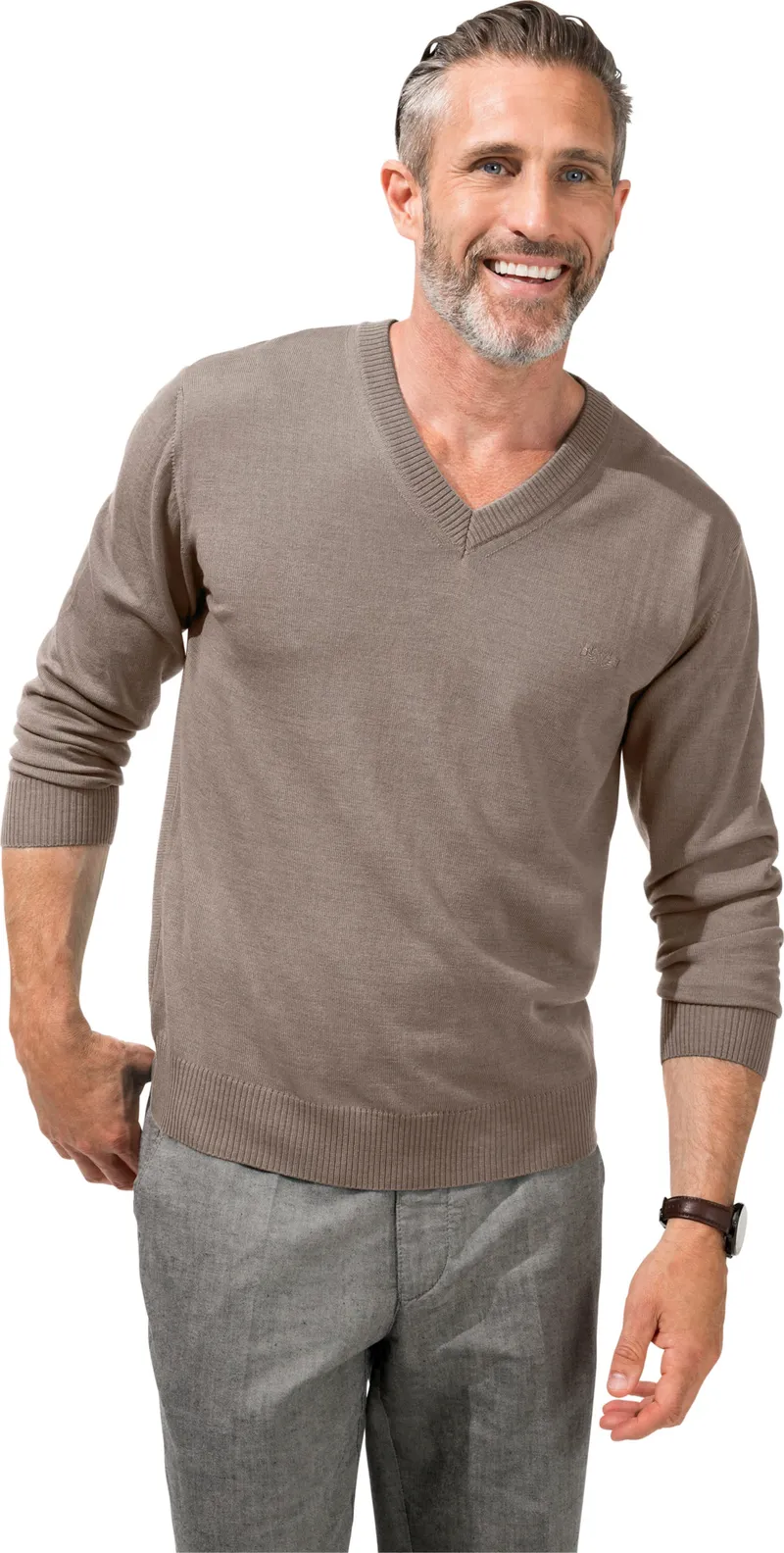 marco donati V-Ausschnitt-Pullover, Natur-meliert, – Produktbild 2 von 2