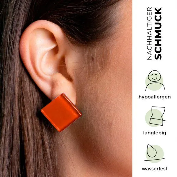 ALEXASCHA ALEXASCHA Auffällige Statement Ohrclips aus Glas | PUREFORM, Orange, – Produktbild 3 von 4