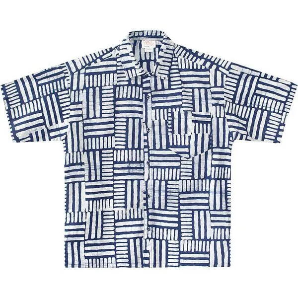 Global Mamas Global Mamas Bio Hemd - BUTTON DOWN - Kakum, Checkers navy (blau), – Produktbild 1 von 2