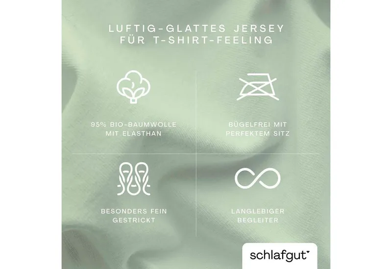 Schlafgut Schlafgut Kissenbezug Pure flexibler Kissenbezug für Nackenstützkissen, (1 Stück), Bio-Baumwolle mit Elasthan, mit Gummizug, bügelfrei, Grün, – Produktbild 4 von 5