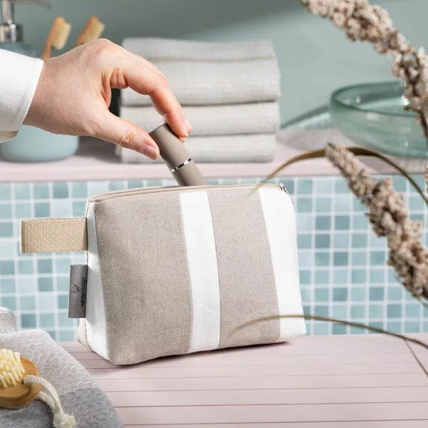 nahtur-design nahtur-design Kosmetiktasche aus 100% Leinen | Kleine Leinentasche, No_16 (blau), – Produktbild 3 von 4
