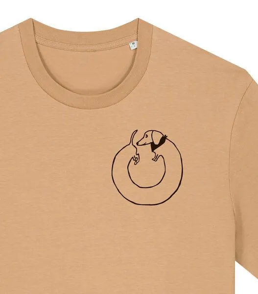päfjes päfjes Dackel Hund Kreis Po - Unisex Männer T-Shirt Bio & Fair, Latte (braun), – Produktbild 2 von 4