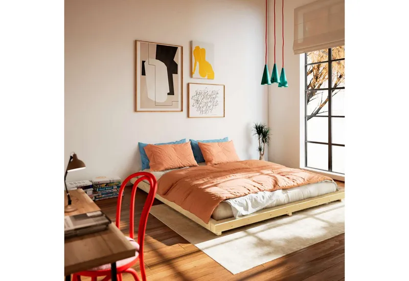 Karup Design Futonbett FSC® Massivholz Futonbett, excl. Matratze, mit Lattenrost, Minimalistisches Design, ein zeitloser Klassiker für moderne Räume, Beige, – Produktbild 2 von 8