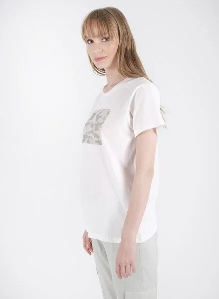 ORGANICATION ORGANICATION T-Shirt aus Bio-Baumwolle mit Camo-Print, Weiß(off white), – Produktbild 3 von 4