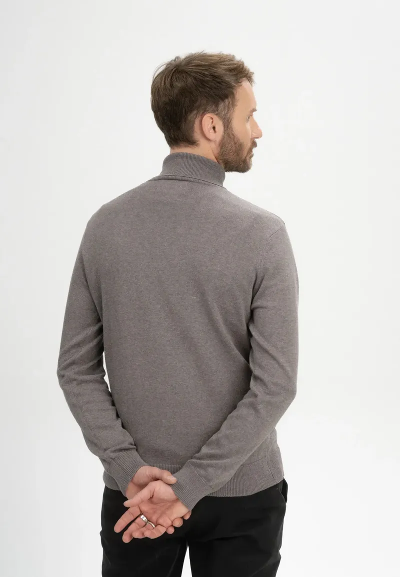 MELA MELA Herren vegan Strickpullover Mit Rollkragen Kanja Bear Melange, Braun, – Produktbild 1 von 2