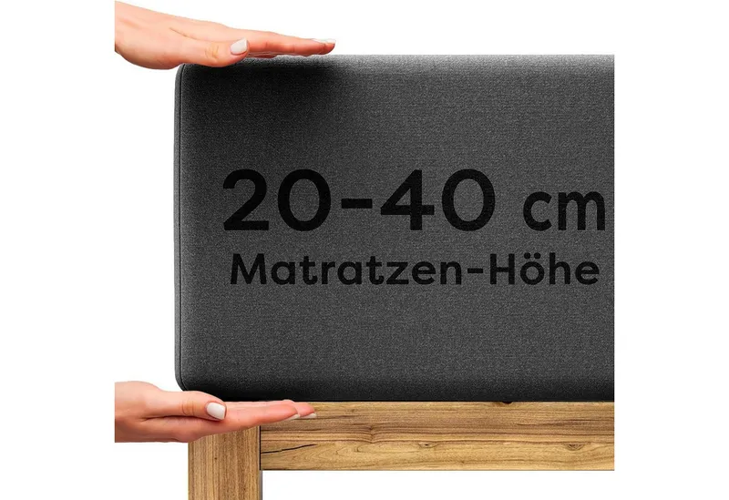 Wolkenfeld Spannbettlaken Boxspringbett Bettlaken - Spannbetttuch für Matratzen bis 40cm, Jersey, Gummizug: rundum, (1 Stück), Elastisch & Rutschfest: 90x200, 140x200, 160x200, 180x200 & Übergrößen, Schwarz, – Produktbild 1 von 5
