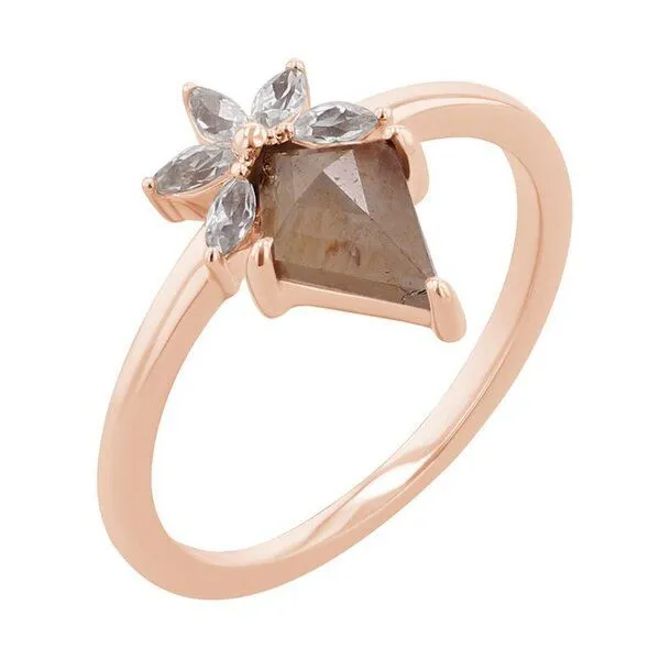 Eppi Eppi Ring mit einem Salt and Pepper Diamanten und weißen Moissaniten Leony, Rosa, – Produktbild 1 von 4