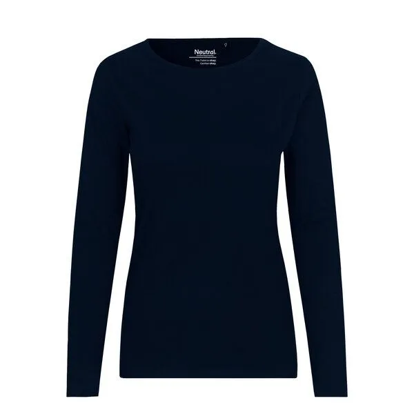 HANDGEDRUCKT HANDGEDRUCKT "Teeny Weeny Goblin" Frauen Longsleeve aus reiner Biobaumwolle (kbA), Navy blue, – Produktbild 2 von 3