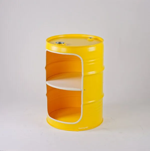 Lockengelöt Lockengelöt Nachttisch/Couchtisch aus einem kleinen Ölfass, Sonnengelb, – Produktbild 3 von 3