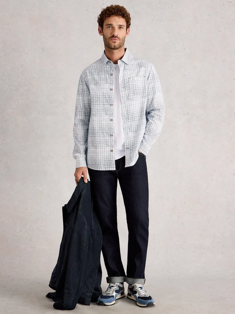 White Stuff Hemd Finsbury mit Geo Print - L/R, Blau print, – Produktbild 2 von 4