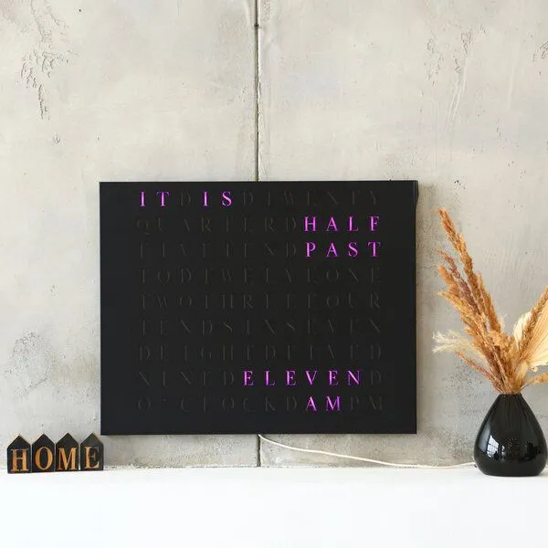 build-yours build-yours WordClock Jupiter Edelstahl Schwarz ENGLISCH - elegante Wortuhr - LED Wall Clock – Produktbild 3 von 3