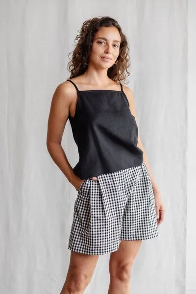 Jyoti - Fair Works Jyoti - Fair Works Hanf/Tencel Trägertop Lilea, Schwarz, – Produktbild 1 von 4