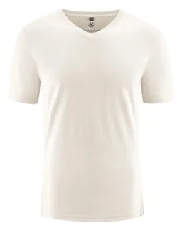 HempAge Hempage Herren vegan T-Shirt Mit V-Ausschnitt, Schmal Geschnitten, Cremefarben – Produktbild 1 von 1
