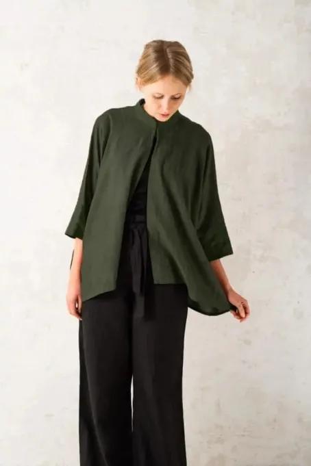 Jyoti - Fair Works Jyoti - Fair Works Damen vegan Strickjacke Chandrapur Olivgrün, Dunkelgrün, – Produktbild 2 von 2