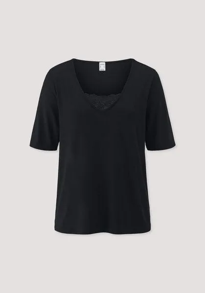 hessnatur hessnatur T-Shirt PURE SENSE LACE aus TENCEL Modal, Schwarz, – Produktbild 3 von 4