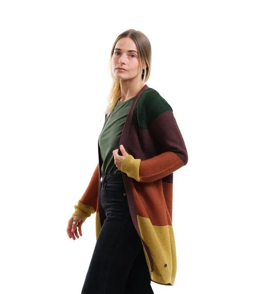 Gary Mash GARY MASH Long-Cardigan Alamo aus Biobaumwolle, Blockstreifen mit grün, – Produktbild 3 von 4