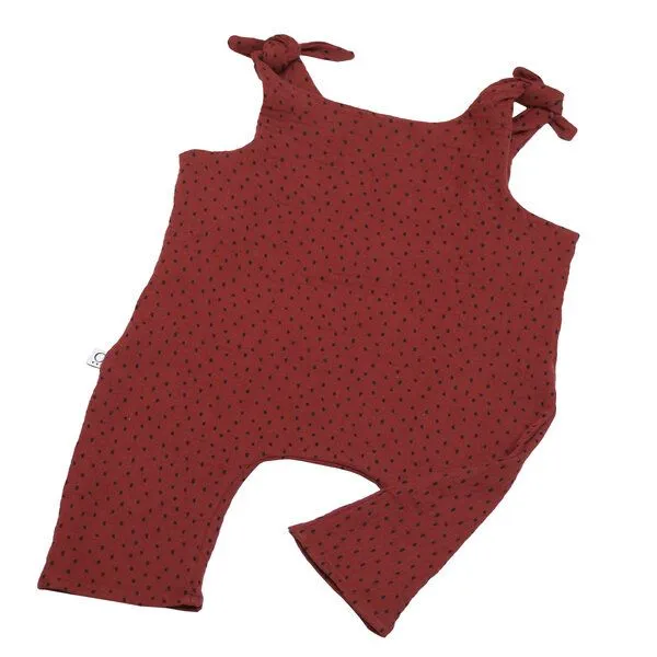 Frija Omina Frija Omina Baby-Strampler aus Bio-Musselin, Punkte rost (rot), – Produktbild 1 von 4