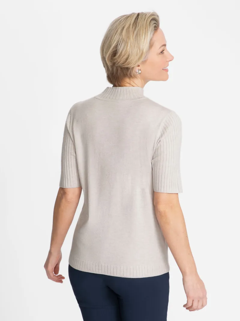 Witt Kurzarmpullover, Hellgrau-meliert, – Produktbild 2 von 2