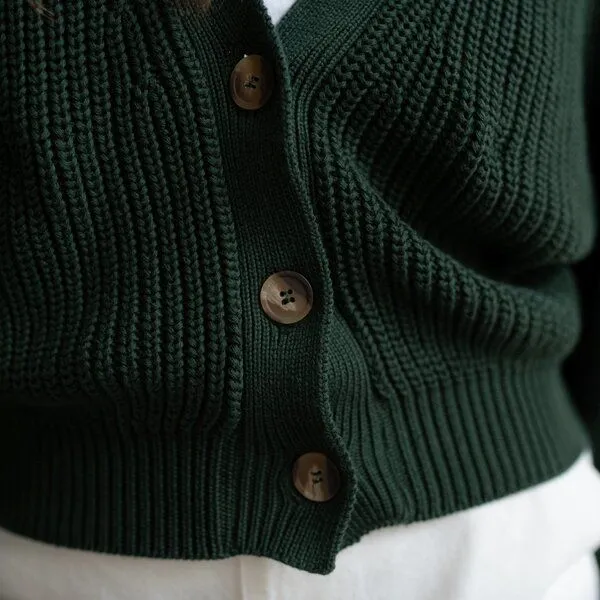 NORDLICHT NORDLICHT Grobstrick Cardigan aus 100% Baumwolle MARLA, Grün, – Produktbild 2 von 4