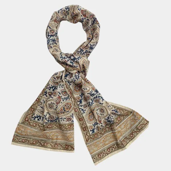 Der Lindwurm Der Lindwurm Kalamkari- Schal , Handdruck mit Pflanzenfarben, Beige/gelb, – Produktbild 1 von 1