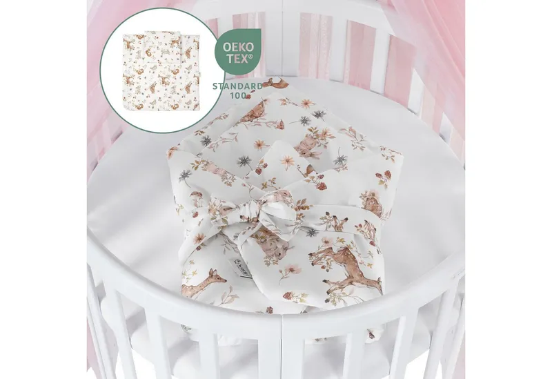 Waldin Waldin Babybett Oval 7in1 mitwachsend, Beistellbett, Matratze, Rollen, Rosa, – Produktbild 4 von 5