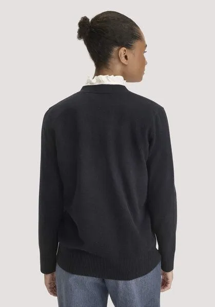 hessnatur hessnatur Strickjacke Relaxed aus Bio-Schurwolle mit Cashmere, Schwarz, – Produktbild 2 von 4