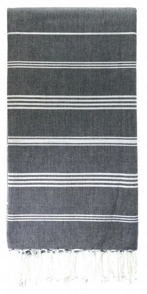 Karawan authentic Karawan authentic Fouta Hamamtuch aus reiner Bio-Baumwolle 200 × 100 cm (Stil HAMMAM), Anthracite black, – Produktbild 2 von 5