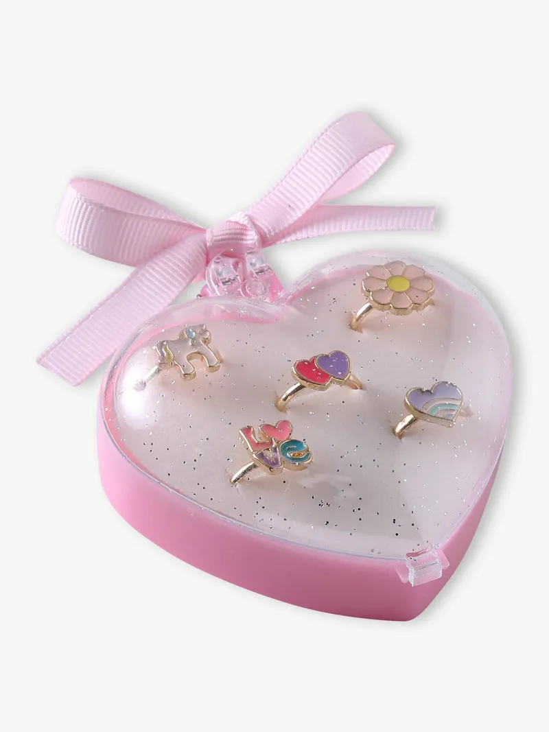 Vertbaudet 5er-Set Ringe mit Einhorn, Rosa, – Produktbild 2 von 4
