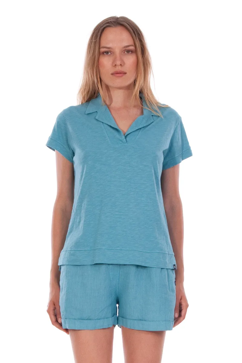 RAVENS VIEW IBIZA RAVENS VIEW IBIZA Damen vegan Polo T-Shirt Alexa Cameo Blau, Blau, – Produktbild 2 von 2
