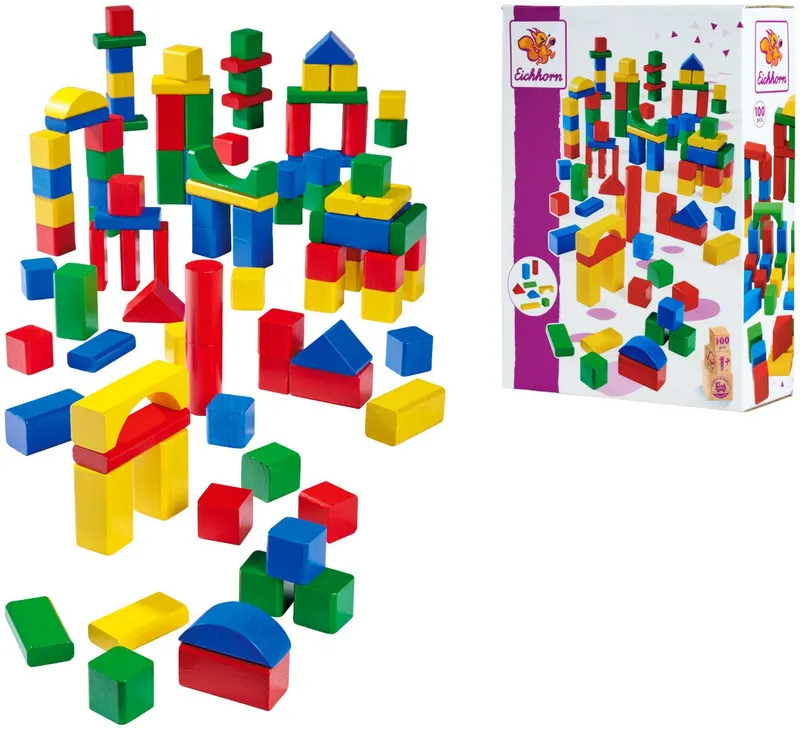 eichhorn eichhorn 100 Bunte Holzbausteine Spielbausteine, Bunt, – Produktbild 1 von 5