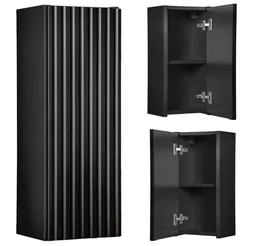 Lomadox Hängeschrank NEWPORT-56-BLACK 20cm Badschrank 1-trg schwarz gerillte Front grifflos – Produktbild 1 von 1